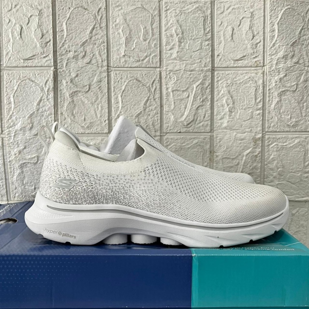 SEPATU SKECHERS PRIA SKECHERS GO WALK 7 216633 WHITE SPORTY SLIPON CASUAL NYAMAN MAN ORGINAL COD