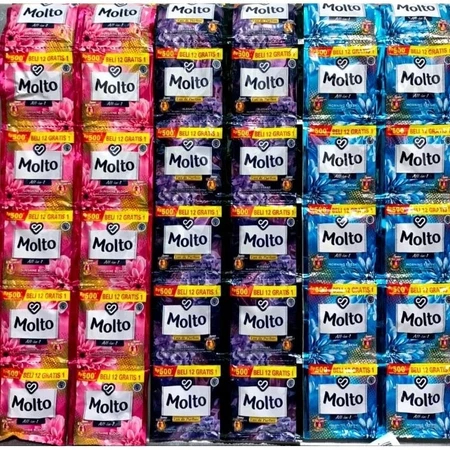 (78 SACHET) MOLTO 500 6 RENCENG / 78 SACHET MOLTO 1000 PEWANGI DAN PELEMBUT PAKAIAN