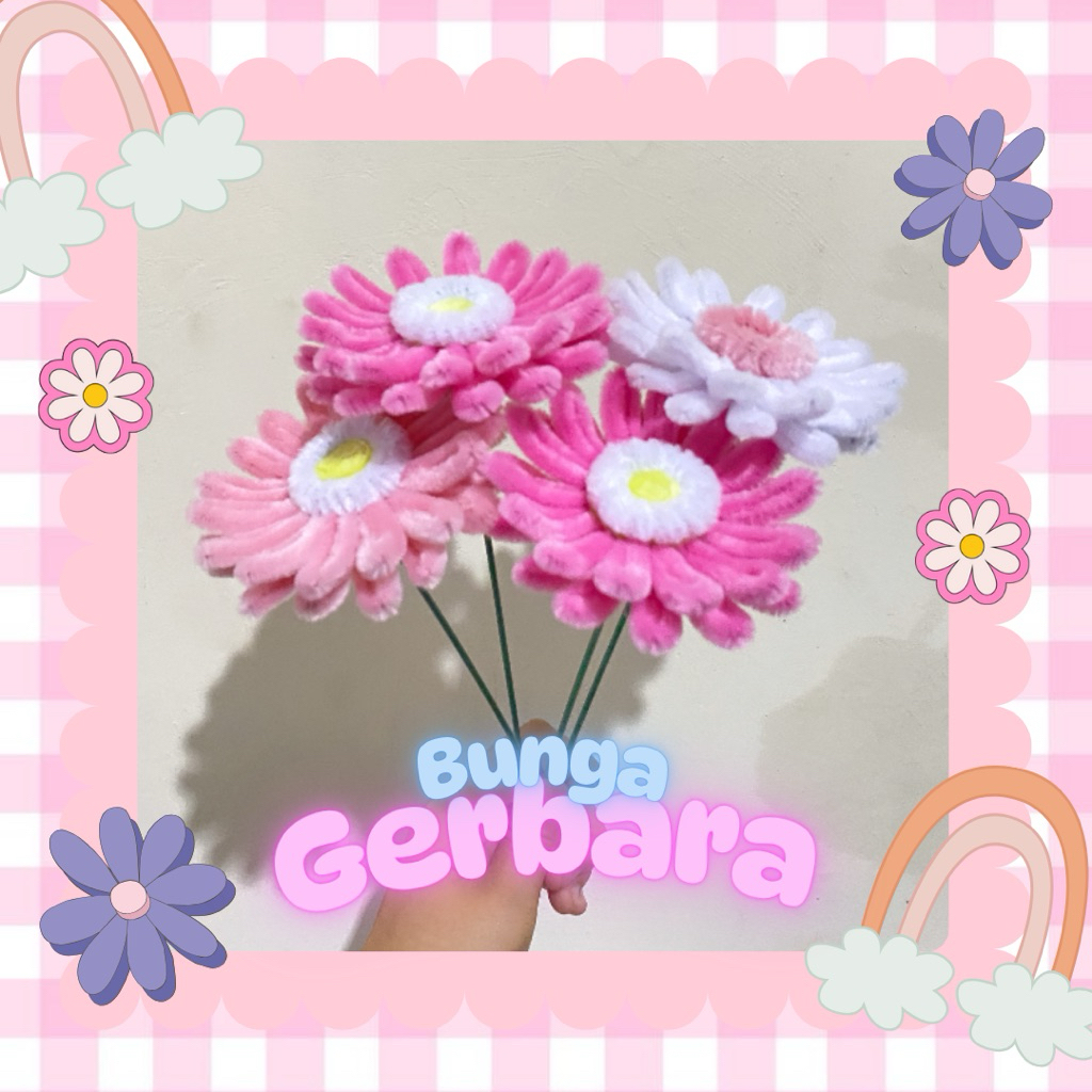 [[ GERBARA ]] Bunga Kawat Bulu Satuan / Bunga Kawat Bulu 1 Tangkai / Bunga Kawat Bulu Pertangkai / P