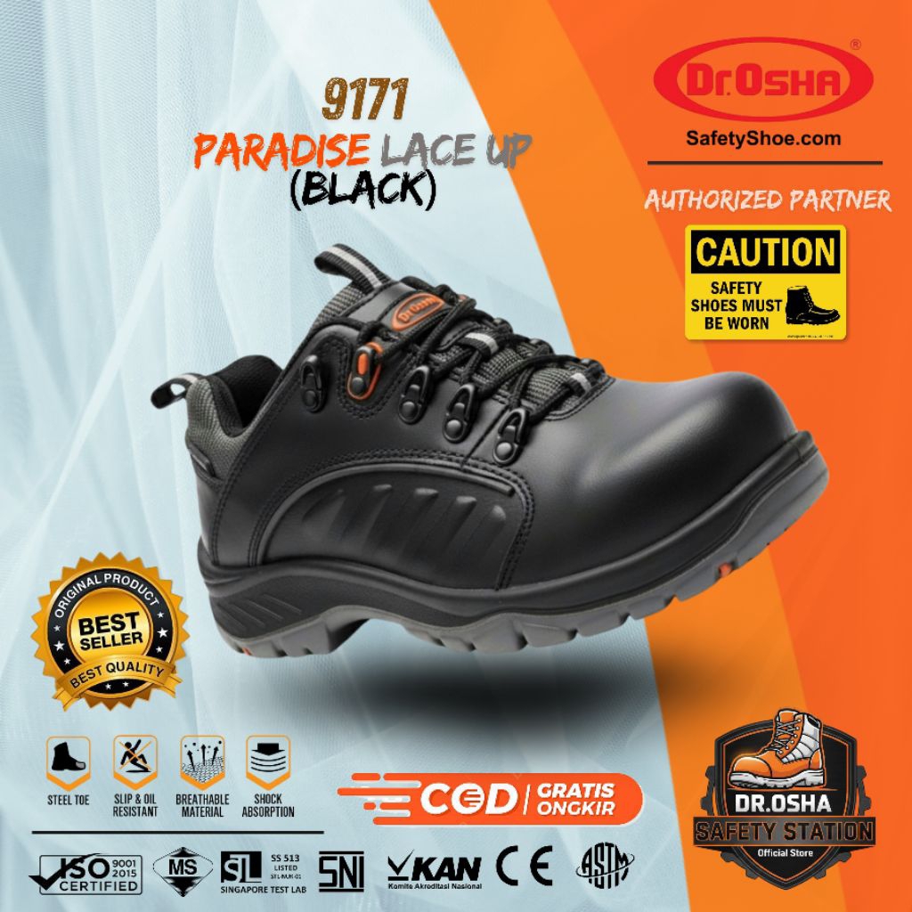 Sepatu Safety Dr OSHA Paradise 9171 S1 S2 S3 Composite Safety Shoes Anti Slip Waterproof Anti Paku S