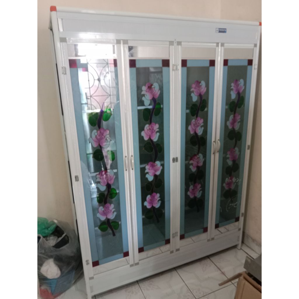 rak piring aluminium lemari aluminium 4pintu lemari makan lemari sayur lemari piring aluminium