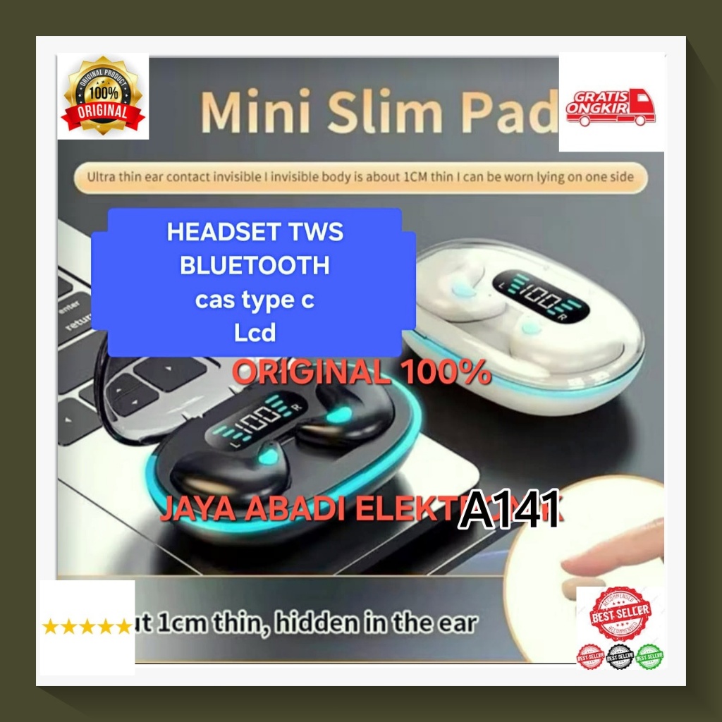 A141 HEADSET WIRELES SPORT OLAHRAGA  Earphone HEADPHONE BLUETOOTH BISA KUPING KIRI KANAN SINGLE BLUE