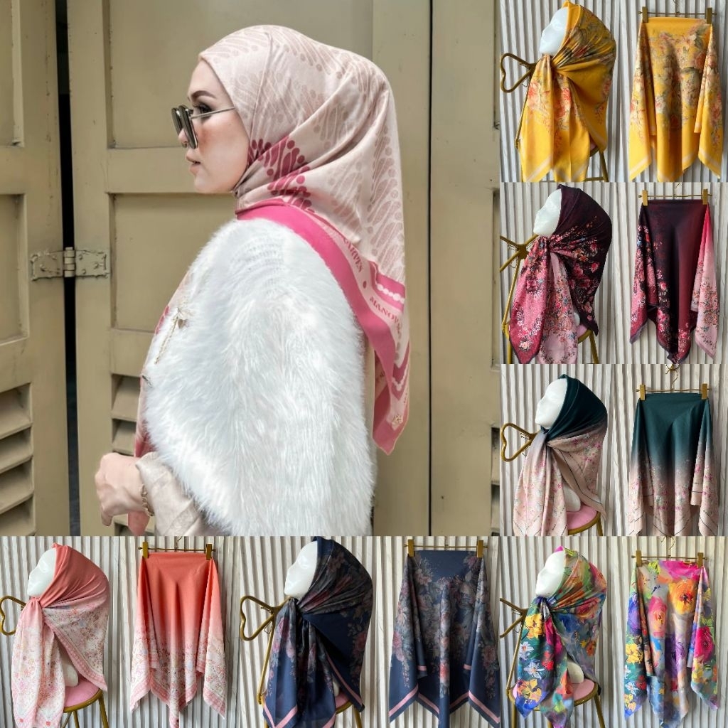 HIJAB SEGIEMPAT MOTIF VIRAL BAHAN KATUN VOAL SUBLIM TERBARUU