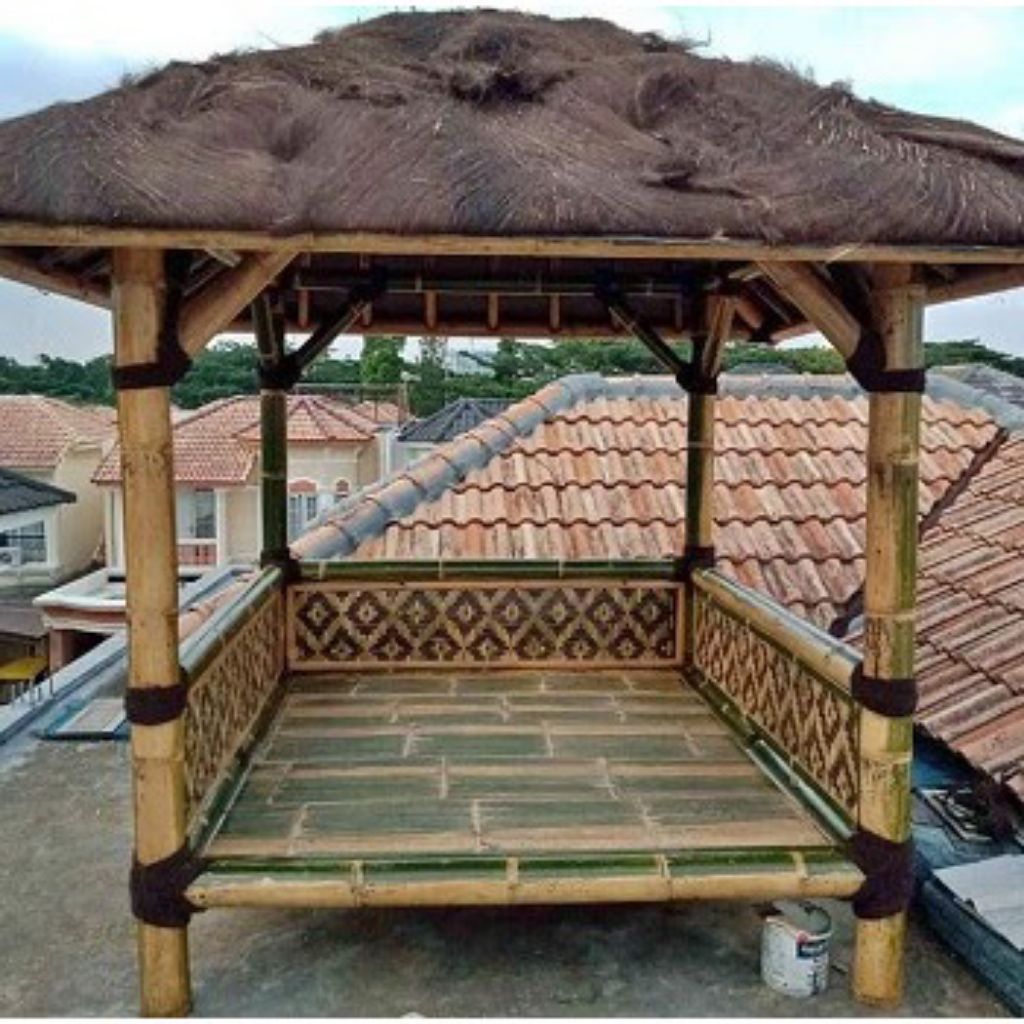 Saung gazebo bambu - Gazebo bambu - Saung awi - Saung bambu murah custom