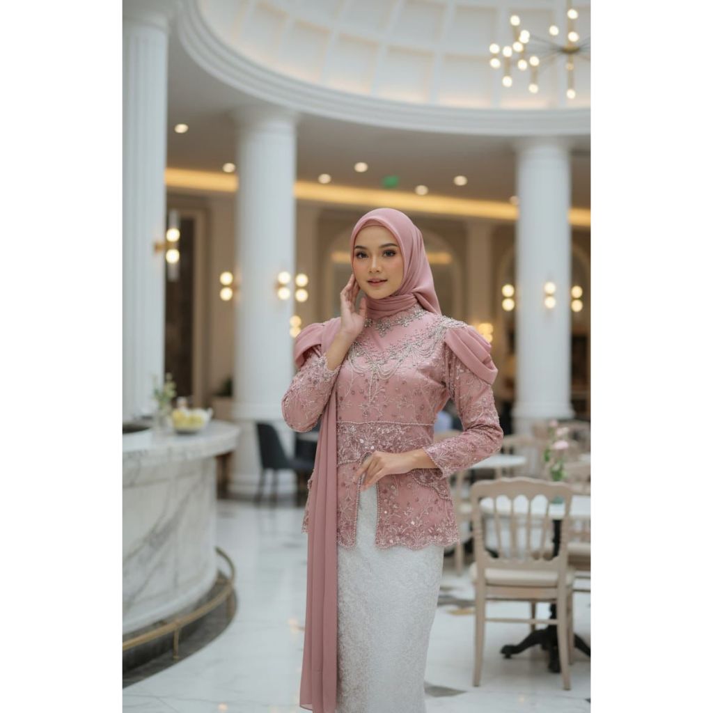 KEBAYA SET BROKAT MUTIARA ROK SONGKET CANTIK TERBARU DRESS SATIN MODEL KEKINIAN BAJU PESTA WANITA ME
