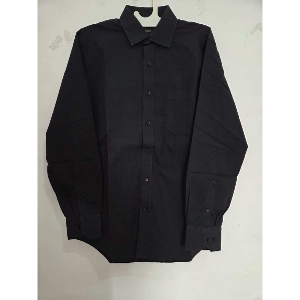 Kemeja Hitam Cole Kerja Formal Tangan Panjang Pria