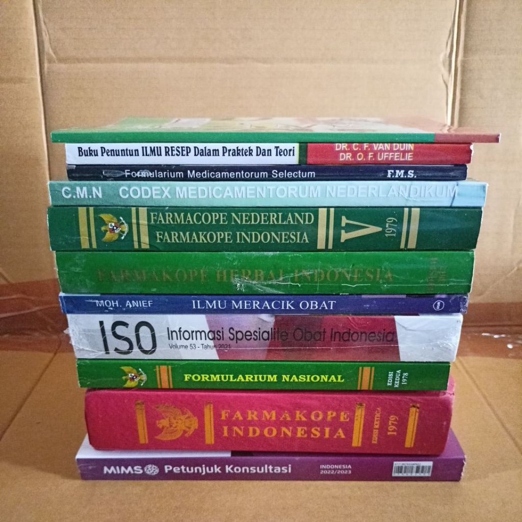 paket isi 11 buku farmasi, mims konsul ed.22,f.3,f.nasional,ISO,imo,f.herbal,f.nederland,cmn,fms,ilm