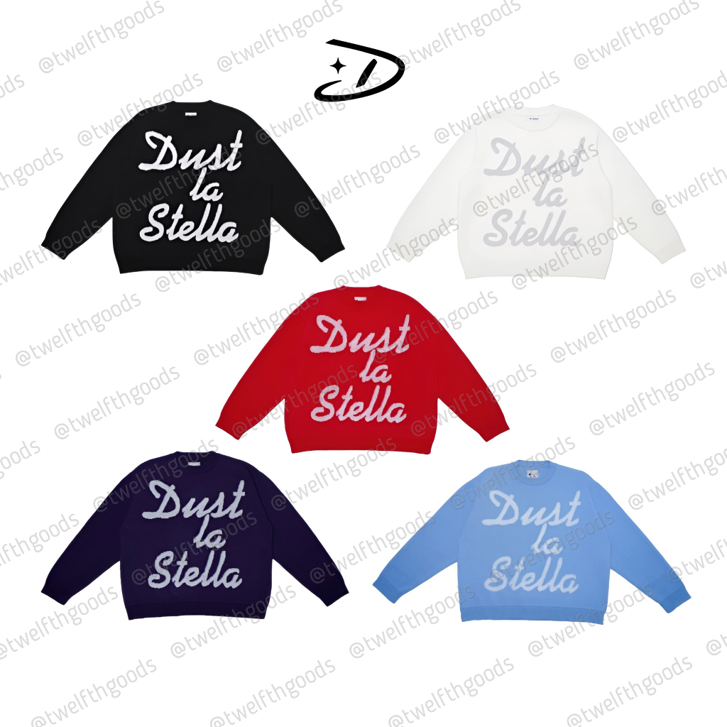 [ORIGINAL] Dust La Stella Signature Knitwear Long Sleeve - Black White Brush Pink Red Navy Blue Ligh
