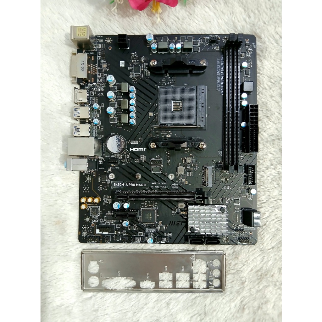 Motherboard MSI B450M-A PRO MAX II AM4 DDR4 Bekas Lengkap Backplate Masih Garansi Resmi