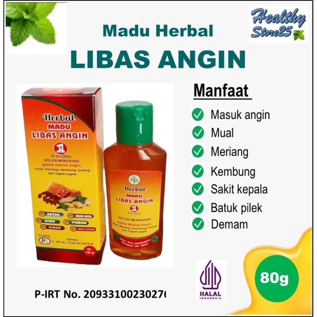 Madu herbal masuk angin Libas angin kemasan 80 gram