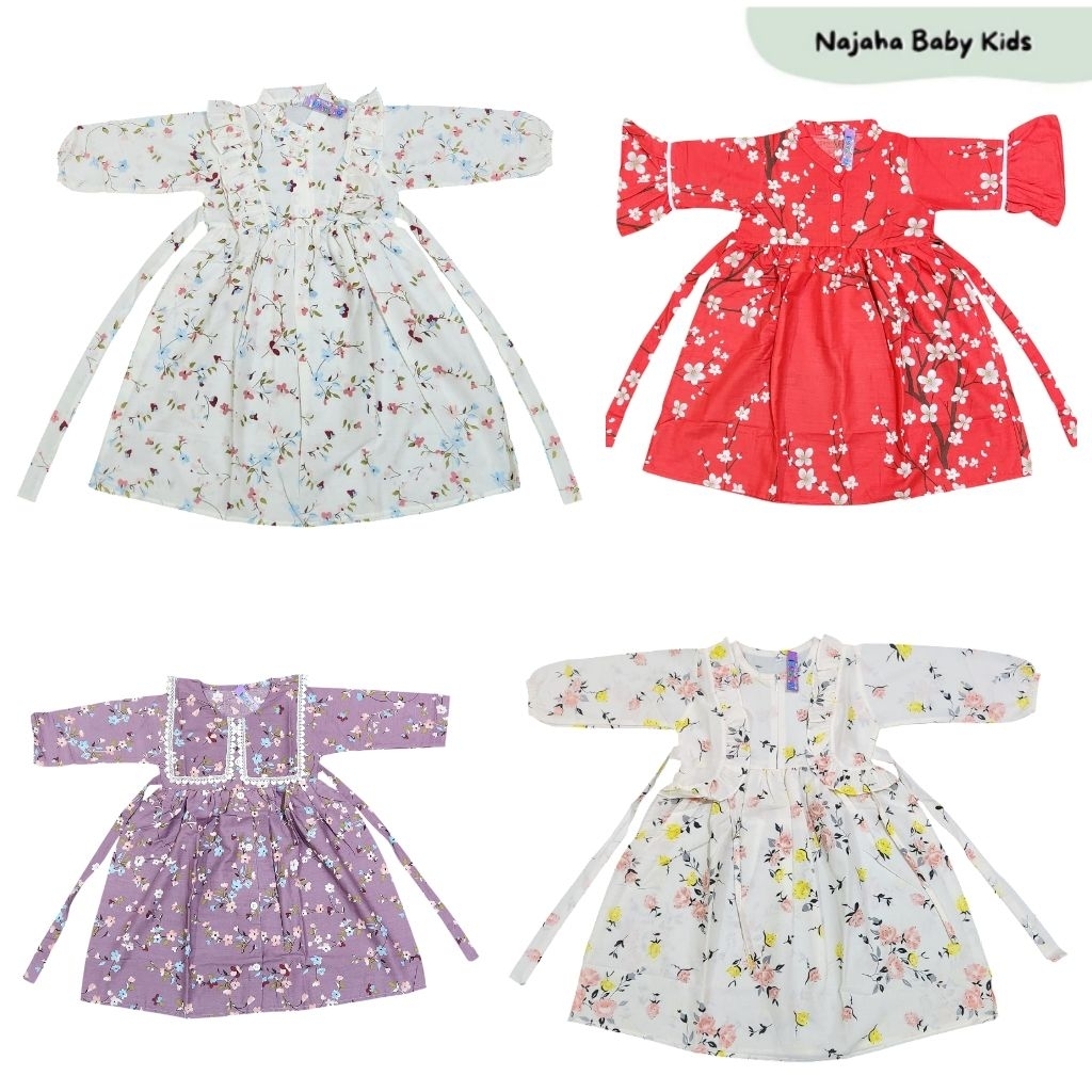 Gamis anak Rumbai motif bunga bunga Lucu 1-6 Tahun