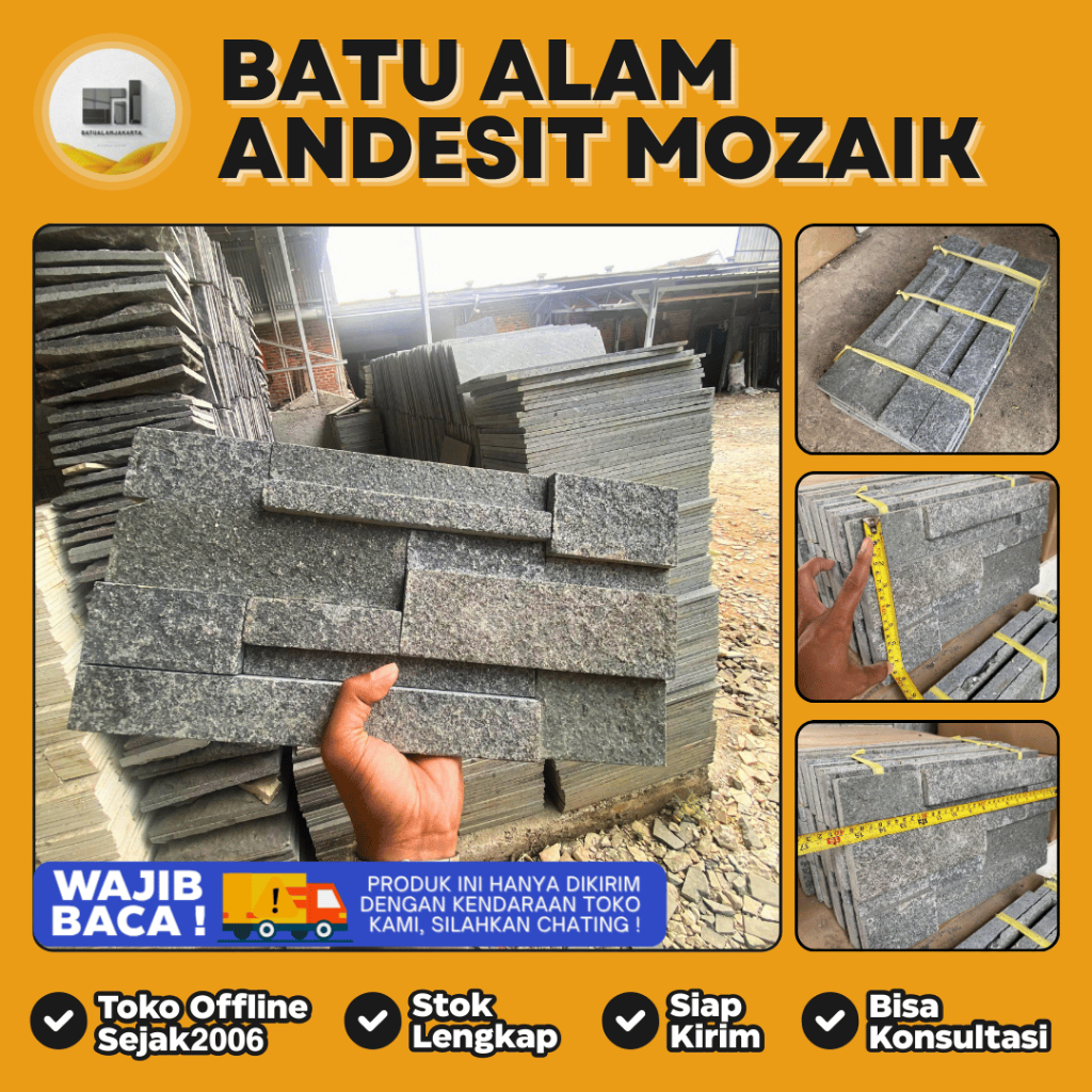 Batu Alam Andesit Mozaik Untuk Dinding, Pilar dan Pagar