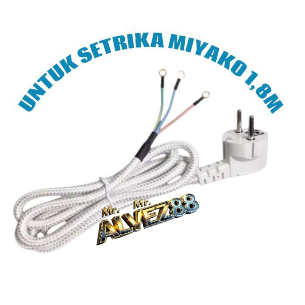KABEL SETRIKA UNTUK SETRIKA MIYAKO 3WAY 1,8METER /KABEL GOSOKAN MIYAKO