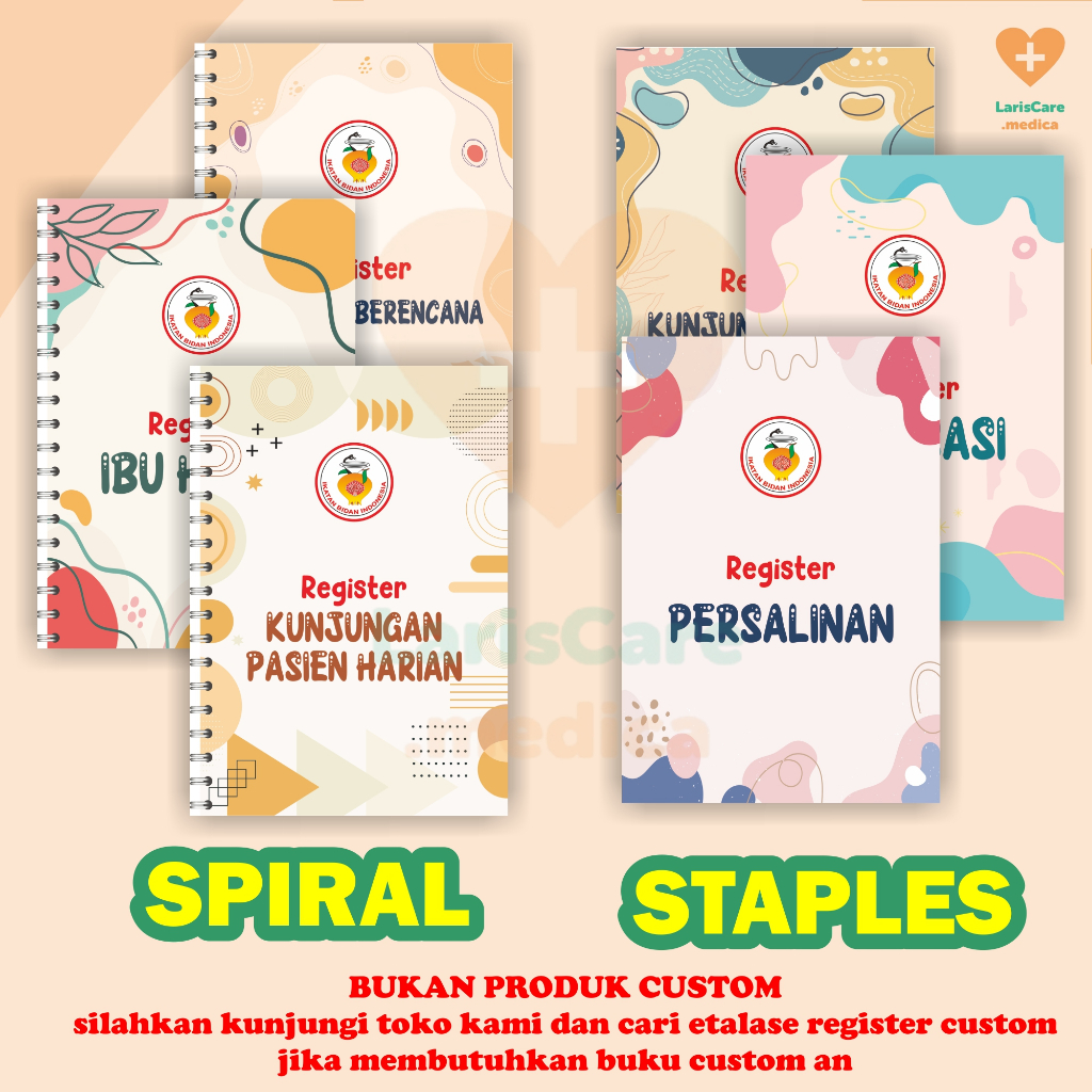 Buku REGISTER terbaru, Buku kohort, REGISTER Ukuran F4, Buku Lembar Bidan, Isi 50 lembar, buku kas, 