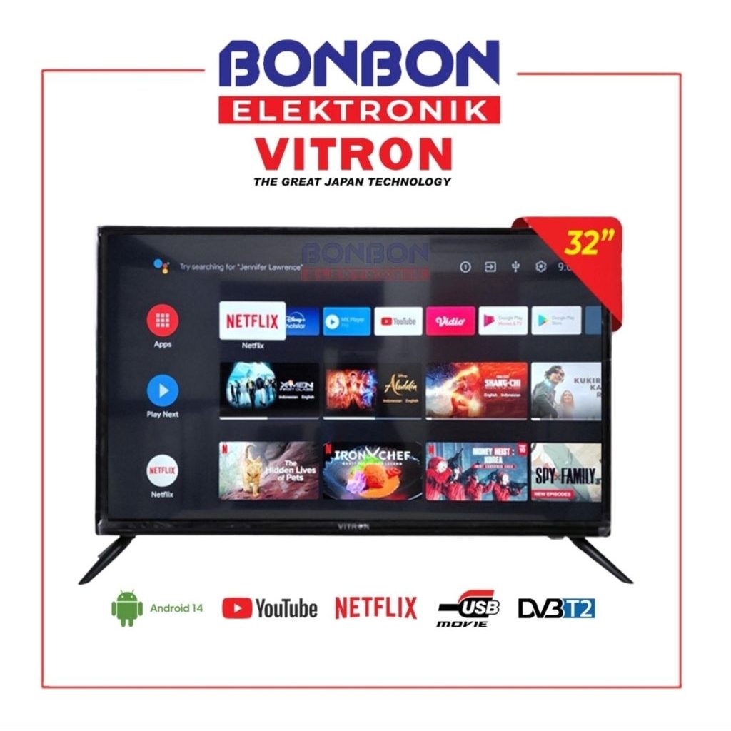VITRON LED Smart Android TV 32 Inch LTV 3265 SMART / LTV3265 / LTV-3265 - Digital, Youtube, Netflix,