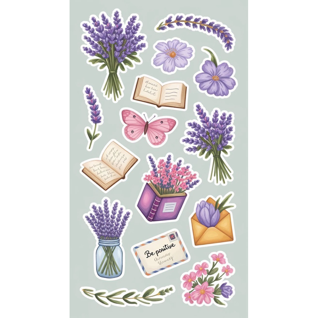 Stiker Bunga Asthetic  // Stiker Buku Laptop Alat Tulis