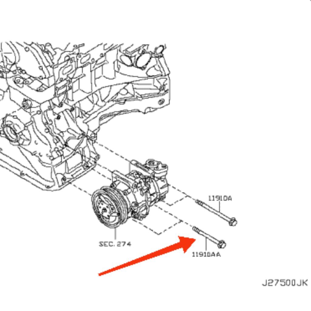 Bolt Compressor/Baut Kompresor Nissan Xtrail T31 2.5cc 2008-2014 Original