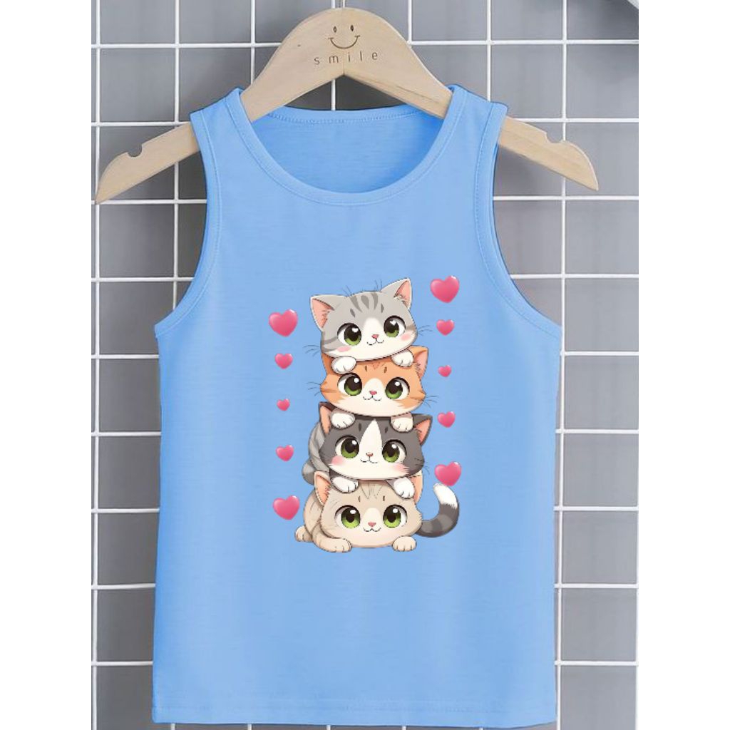 singlet/tengtop anak perempuan kucing 2-8 tahun