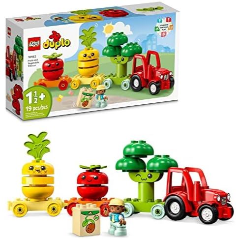 LEGO DUPLO My First Fruit and Vegetable Tractor Toy 10982 Stacking and Color Sorting Toys for Babies