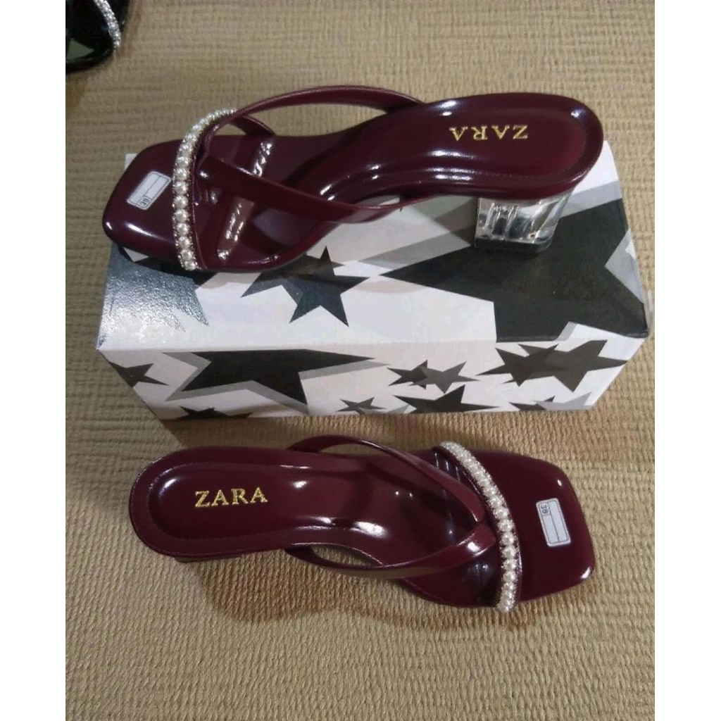 Sandal Jepit Hak Kaca ZARA Premium (Size 36–42)