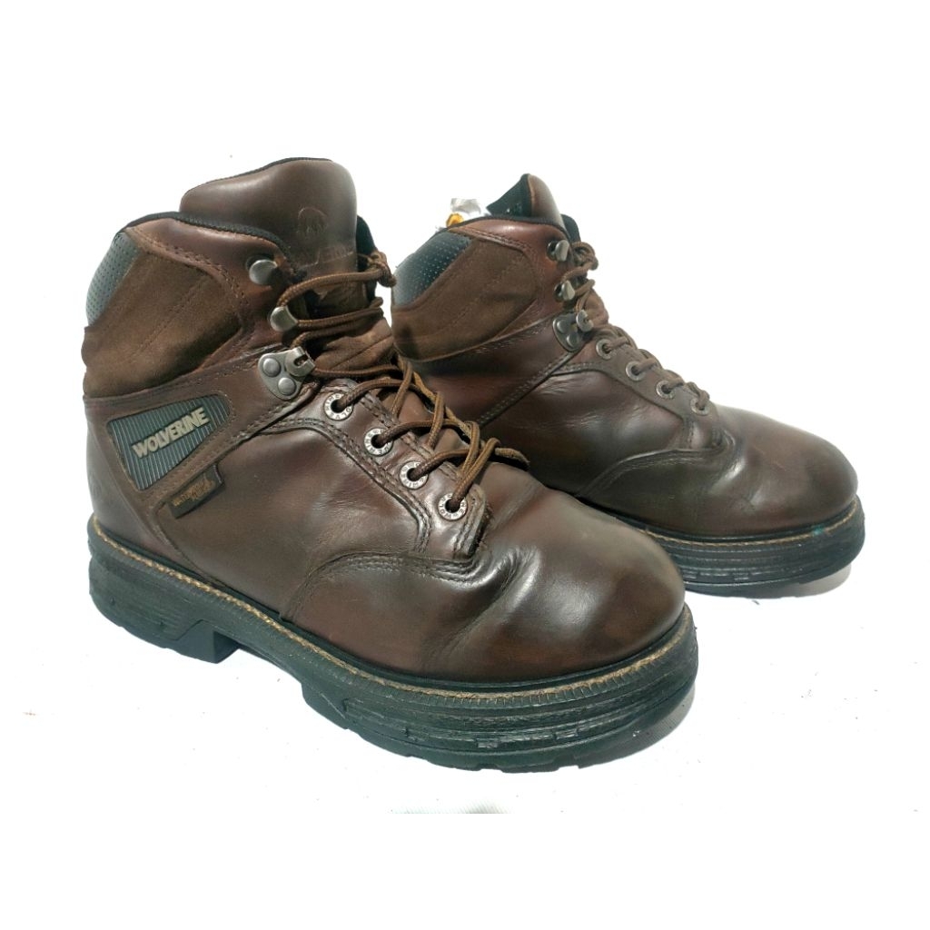 Sepatu Boots Wolverine Kulit Coklat, Size 42.5