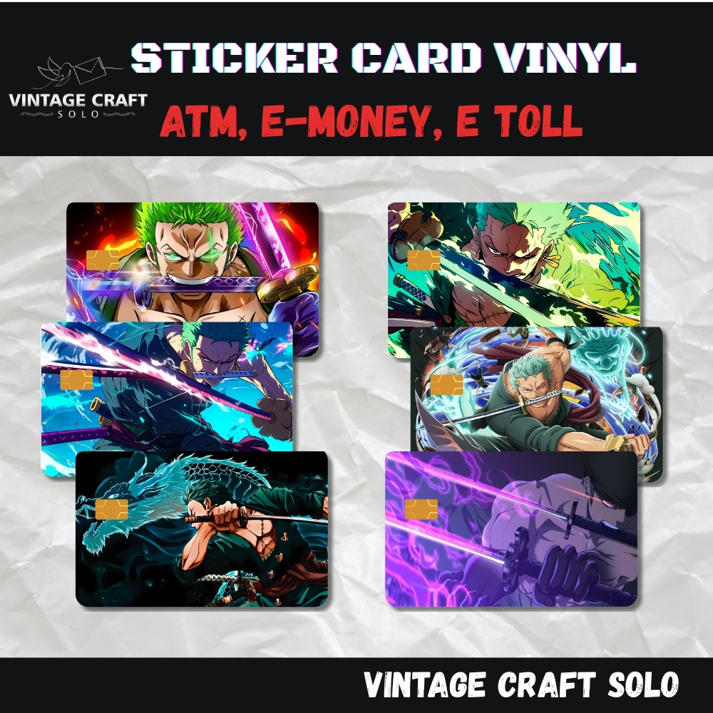 Stiker Skin Vinyl Card ATM Brizzi Flazz Roronoa Zoro One Piece