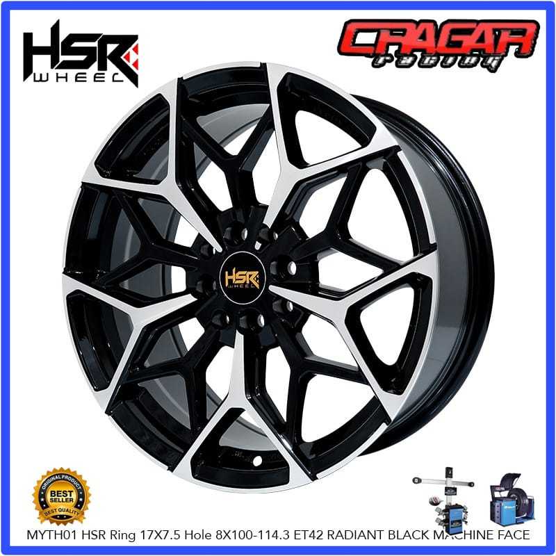 Velg Mobil Jazz Vios City Etios Swift Mazda 2 Dll -  Hsr Wheel Myth 01 R17 Black Polish