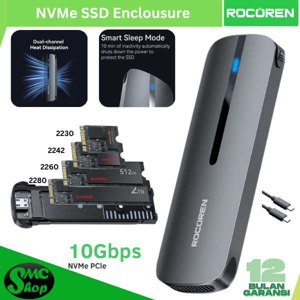 Rocoren SSD Enclosure Casing SSD M.2 NVMe SSD Case External M key NVMe Enclosure
