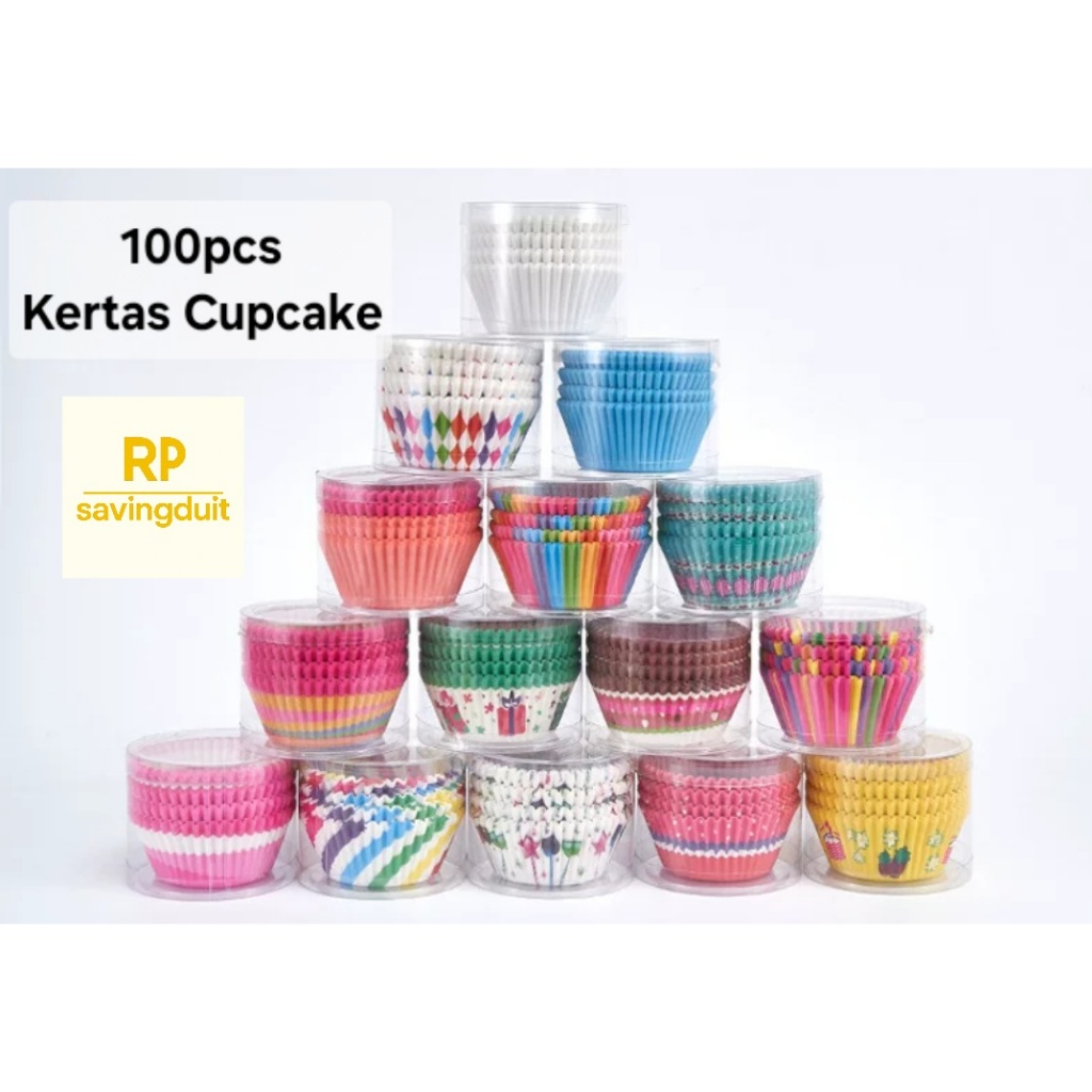 100pcs Kertas Muffin Kue Cupcake Paper Cup Baking Tahan Panas