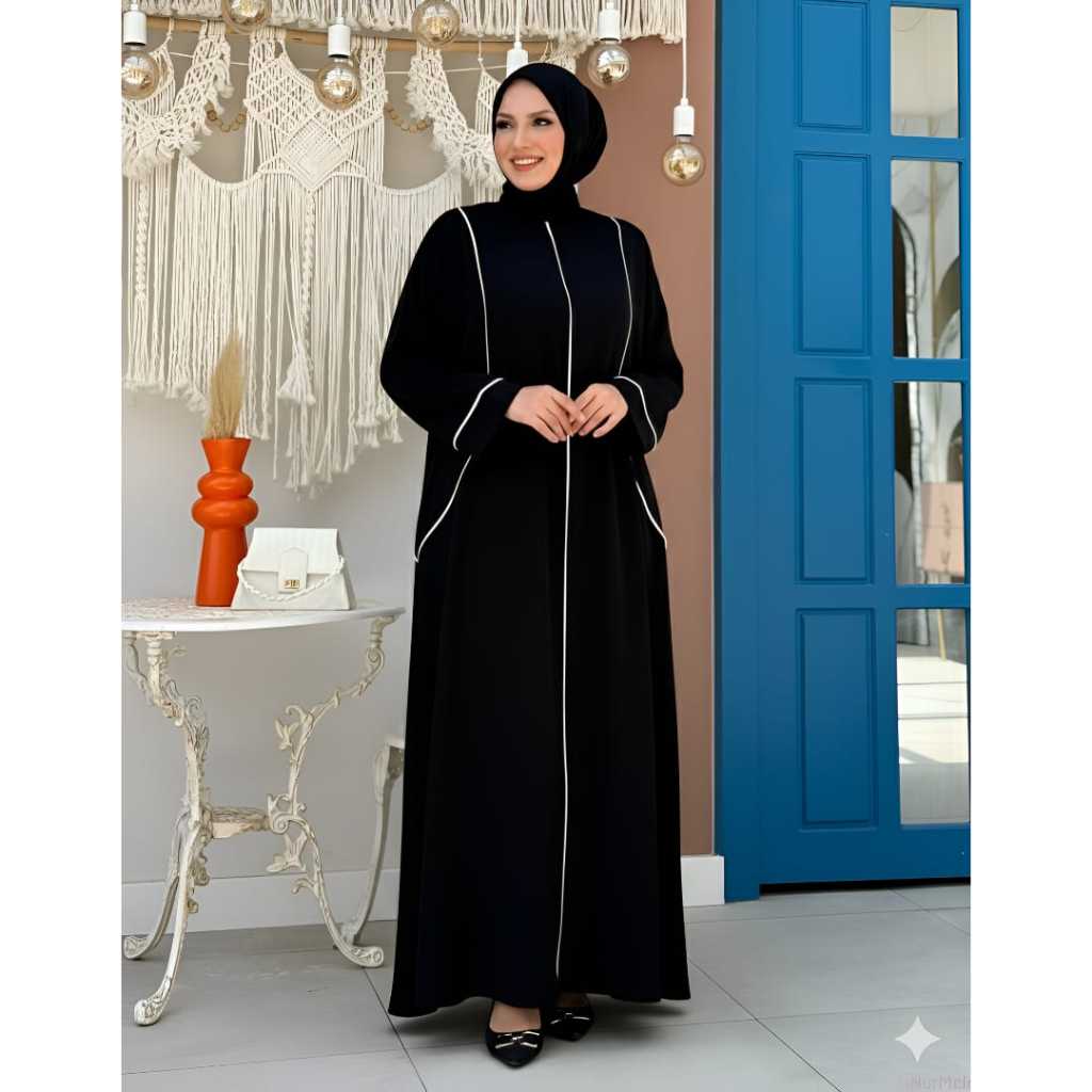 Grosir Ezstoree Gamis Abaya Remaja Aesthetic Abaya Arab Hitam List Busui Bahan Rayon Twill Kwalitas