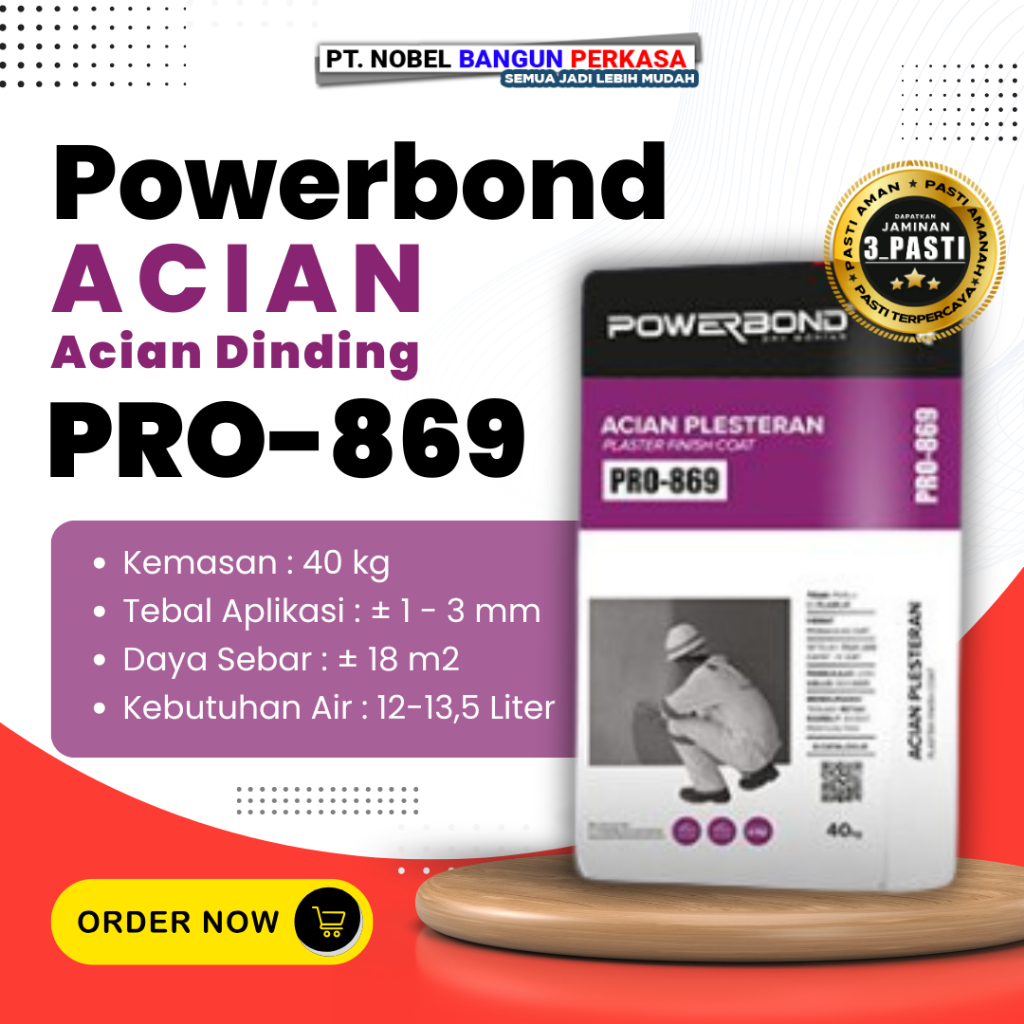 Semen Mortar Powerbond Acian Dinding 40kg PRO 869