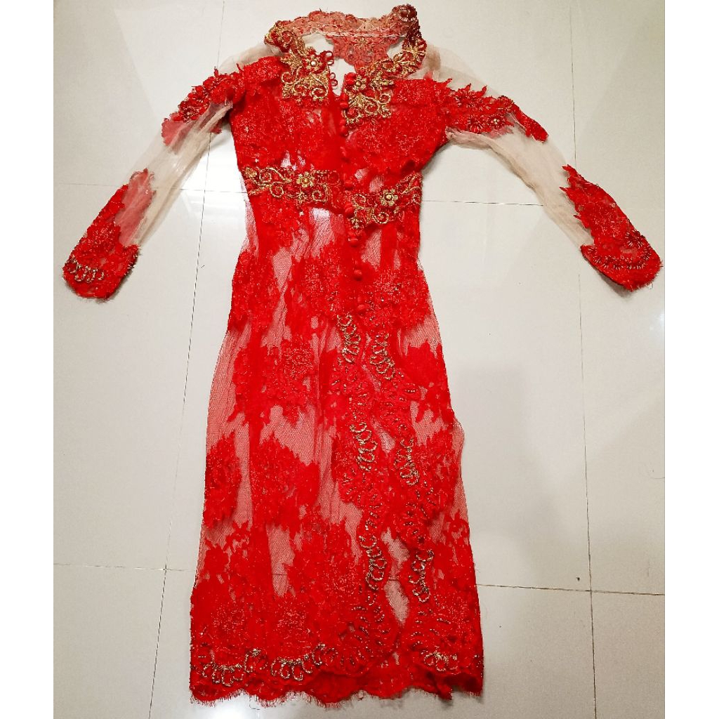 preloved like new kebaya pesta kebaya premium  payet dan bordir kebaya mewah premium merah