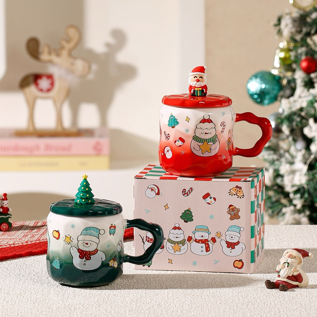 KERAMIK NATAL MUG SANTAI POHON NATAL BLY-071  SET HADIAH HAMPERS KADO NATAL | CHRISTMAS GIFT | GELAS