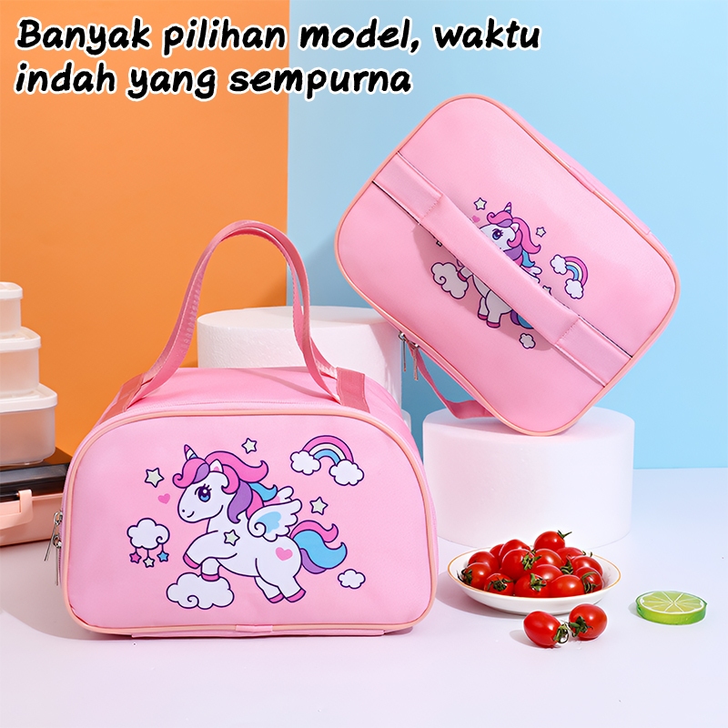 Tas Bekal Anak Karakter Unicorn Lucu | Lunch Bag Anak Perempuan Anti Bocor & Tahan Panas Dingin