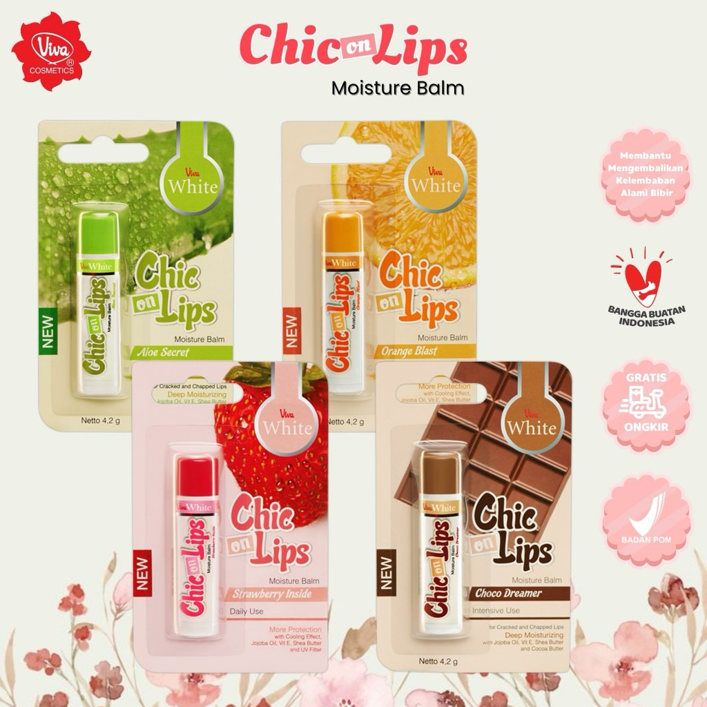 VIVA Chic on Lips Moisture Lip Balm - Pelembab Bibir Melembutkan & Aroma Buah Segar - Lip Balm Color