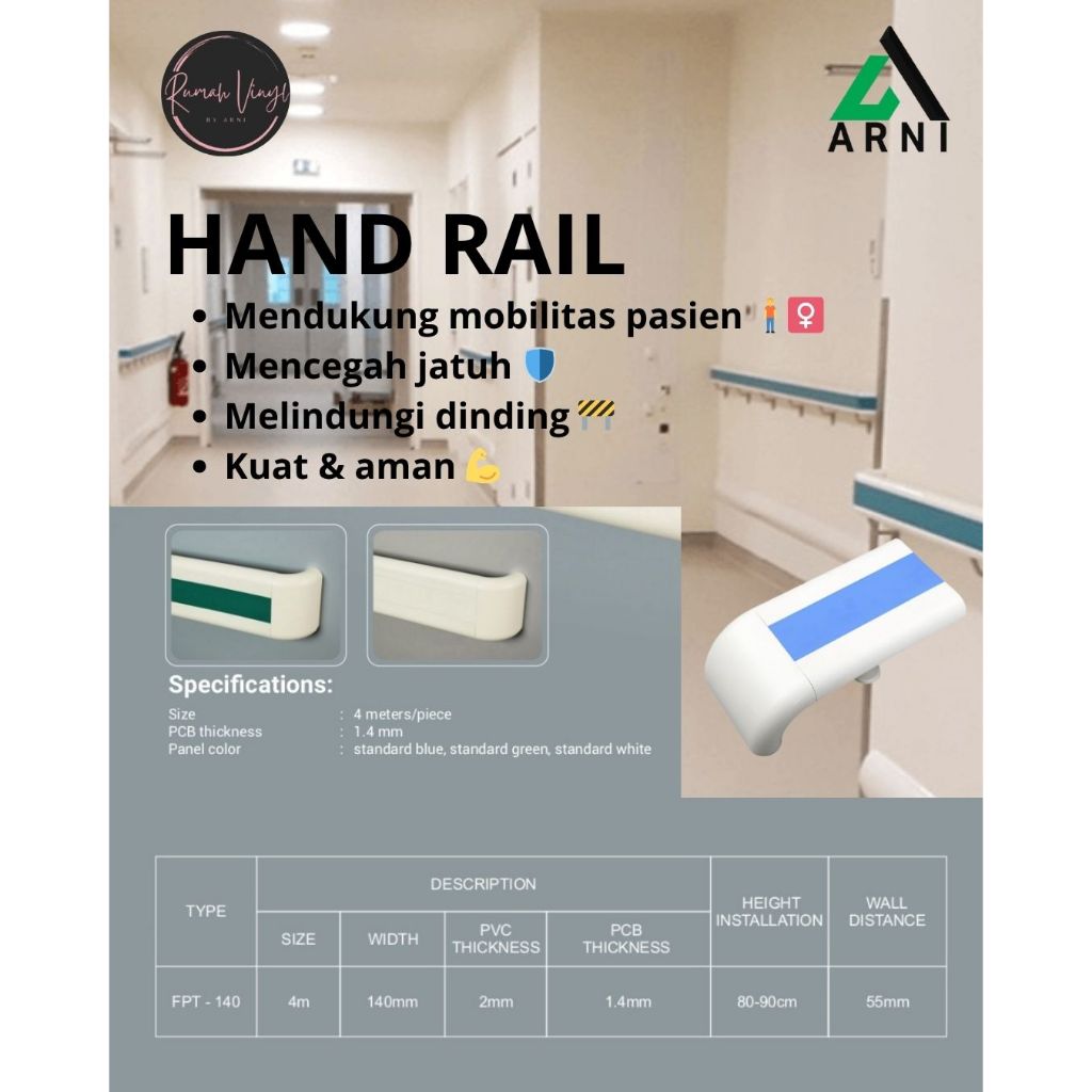 Handrail Rumah Sakit PVC – Penopang Aman & Pelindung Dinding