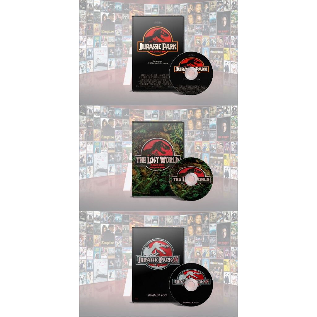 DVD Jurassic Park (1993) + DVD The Lost World Jurassic Park (1997) + DVD Jurassic Park III (2001)