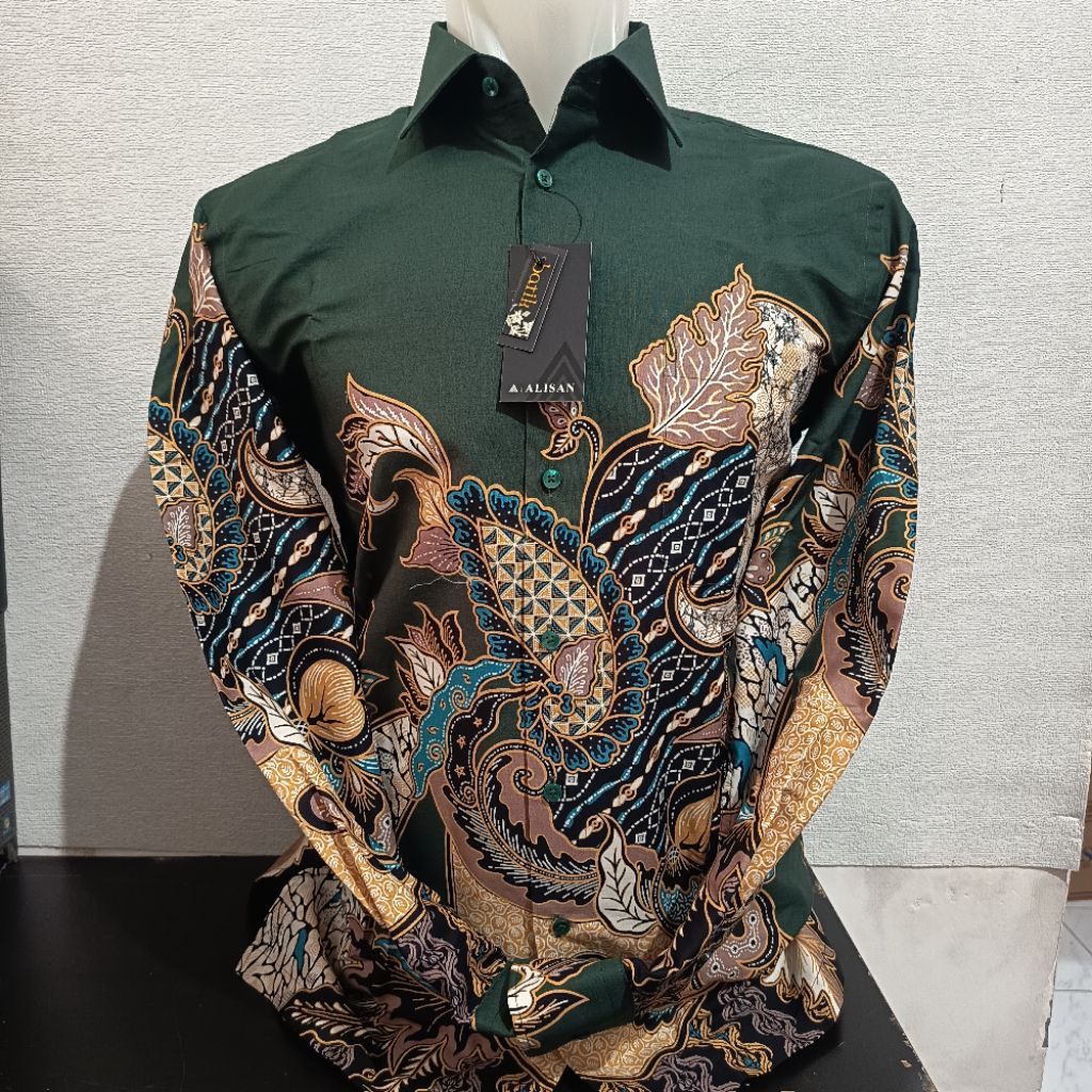 LENGAN PANJANG SLIMFIT ALISAN Batik 10769 Hijau/Merah