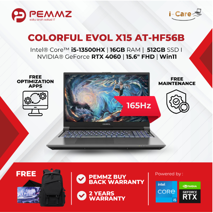 COLORFUL EVOL X15 AT - HF56B | i5-13500HX | 512GB SSD | 16GB | RTX4060 | 165HZ