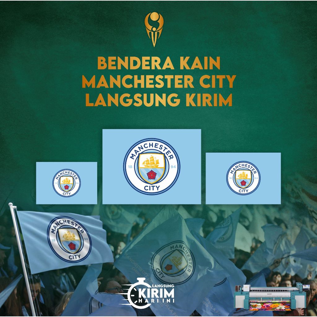 BENDERA FLAG BAHAN KAIN  KLUB MANCHESTER CITY  THE CITIZENS MAN CITY CITY THE SKY BLUES THE BLUES HI