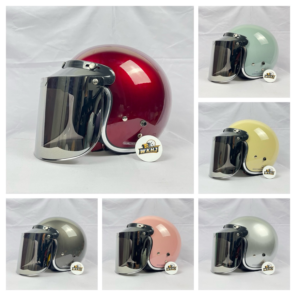 ( LC ) Helm Bogo Dewasa List Chrome Kaca “ DATAR SILVER “ SNI - Helm Bogo Wanita Pria - Helm Bogo Cl