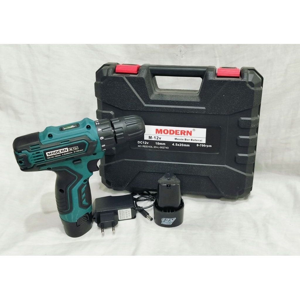 Mesin bor Baterai modern 10 mm 12v 100% Ori