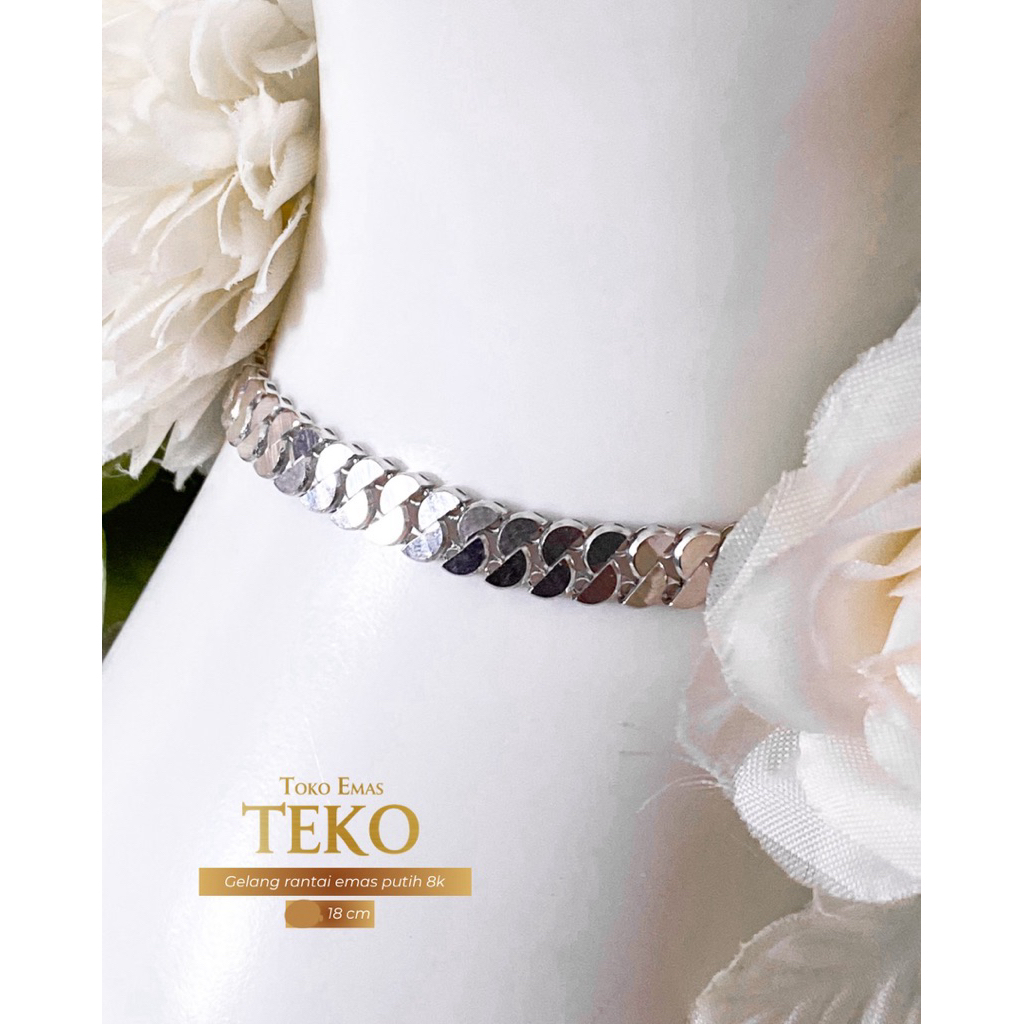 GELANG RANTAI EMAS PUTIH 8k