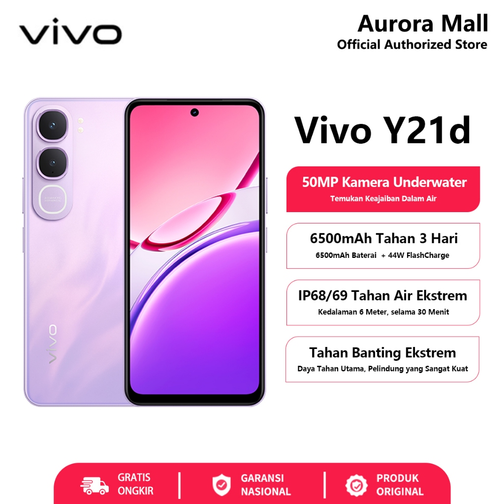 Vivo Y21D 4/128GB 6/128GB 8/128GB 6/256GB ( +6GB EXTENDED RAM ) Garansi Resmi Vivo Indonesia