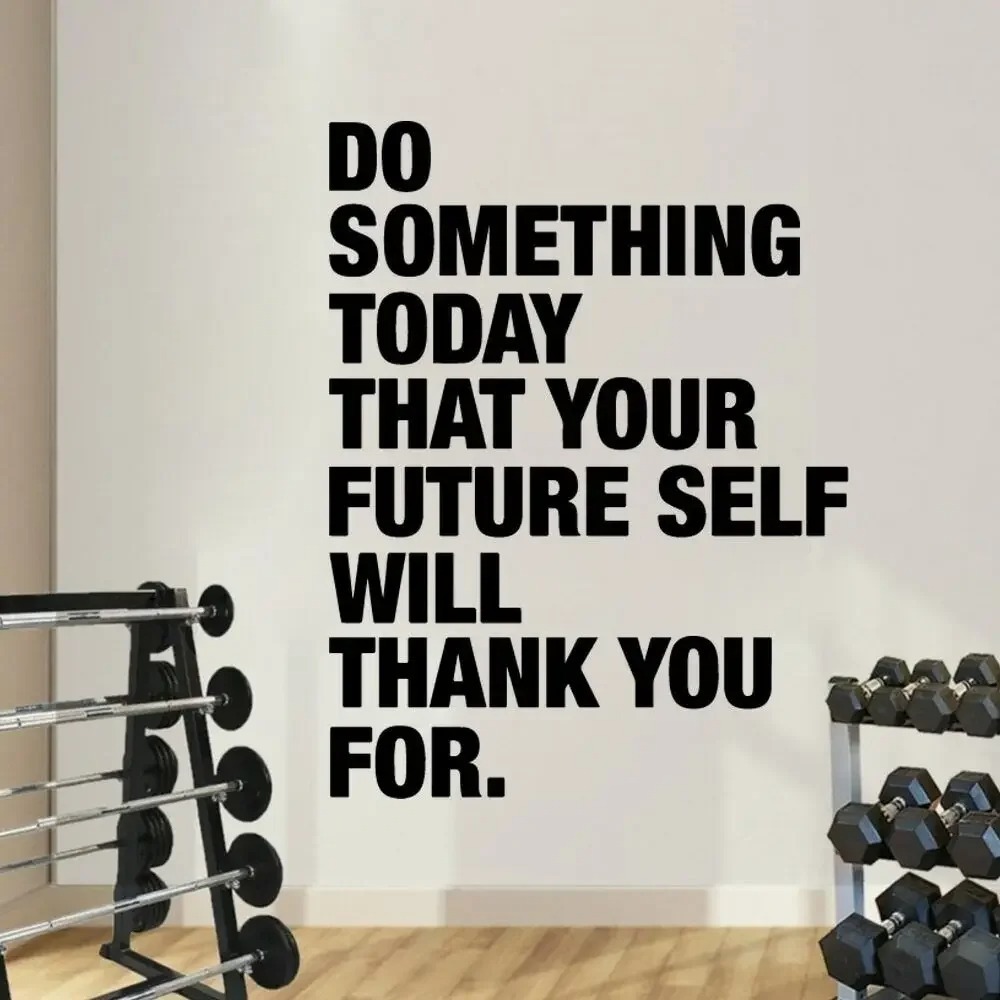 Stiker Dinding Gym Kutipan Kreatif Kalimat Motivasi Stiker Dinding Vinyl untuk Dekorasi Stiker Gym W