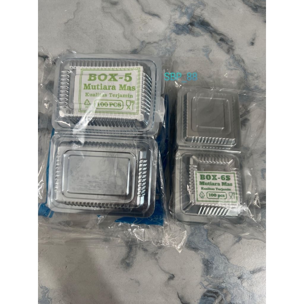[100pcs]box mika kue kecil uk box 5 dan box 6s, box mika kue plastik