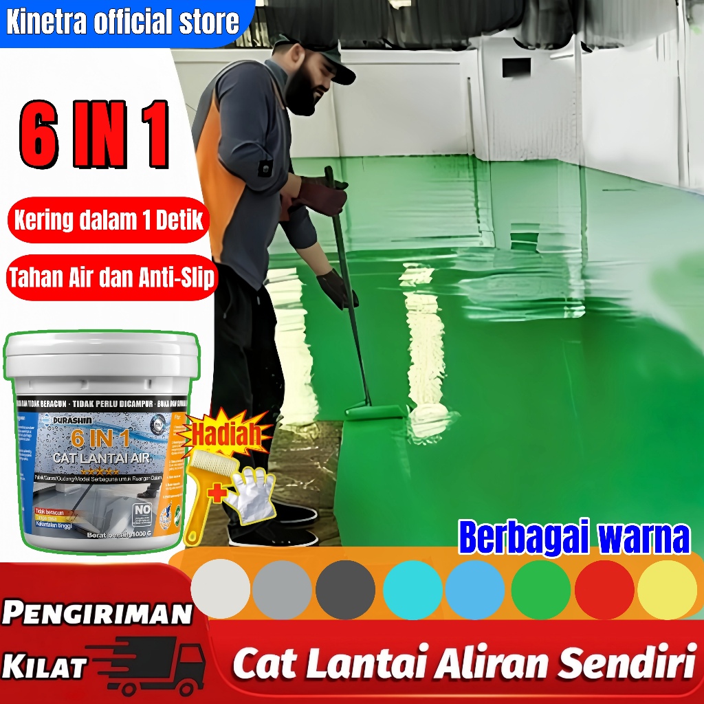 KINETRA Cat lantai epoxy lantai semen 6-In-1 1kg cat genteng anti bocor anti air cat lantai seperti 