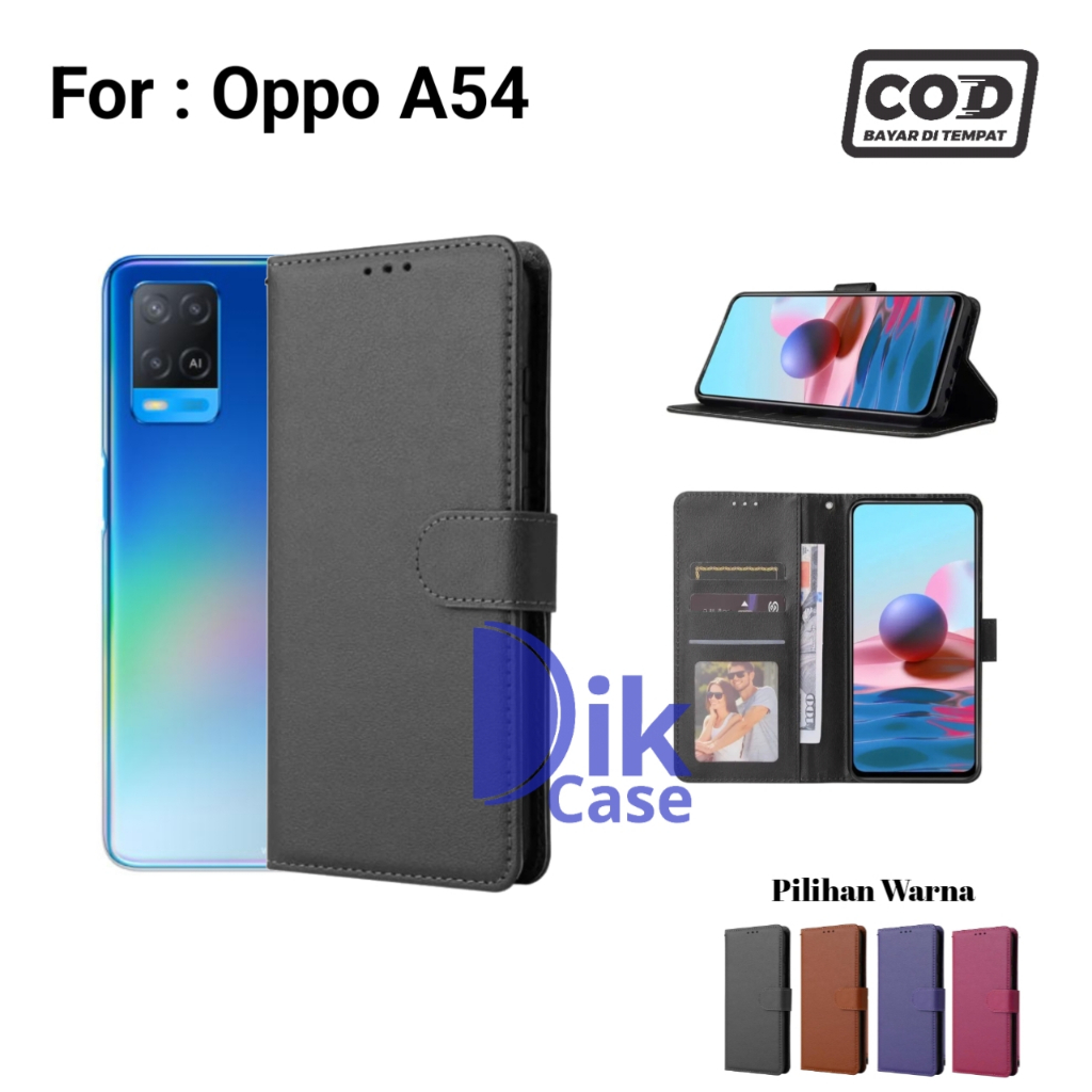 Flip Case For Oppo A54 Casing Dompet Kulit Buka Tutup Plus Tali Cover / case Oppo A54 / Casing Oppo 