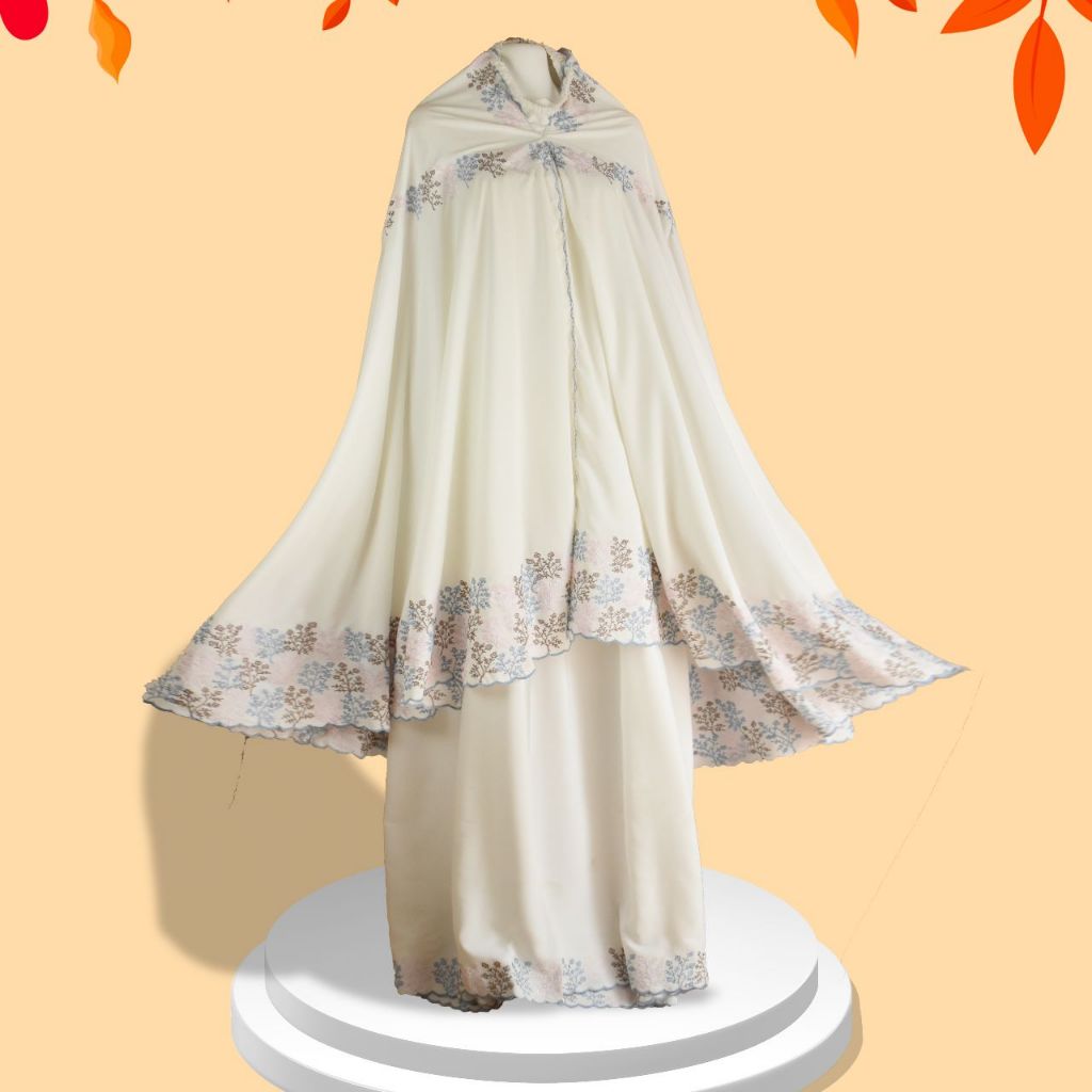 Mukena dewasa bahan katun silky ukuran jumbo motif bordir keliling harga terjangkau