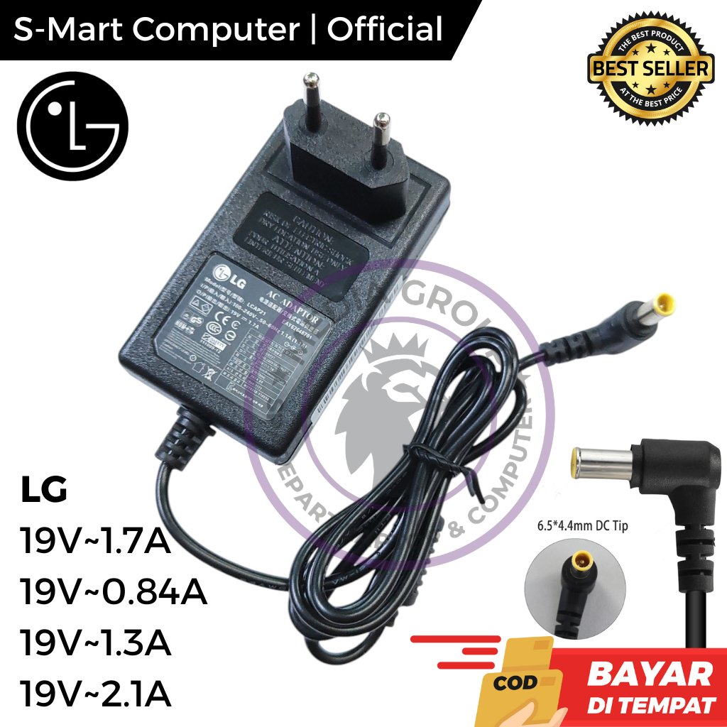 Adaptor TV Monitor LG 19V-0.8A LED TV Monitor LG Colokan Jarum